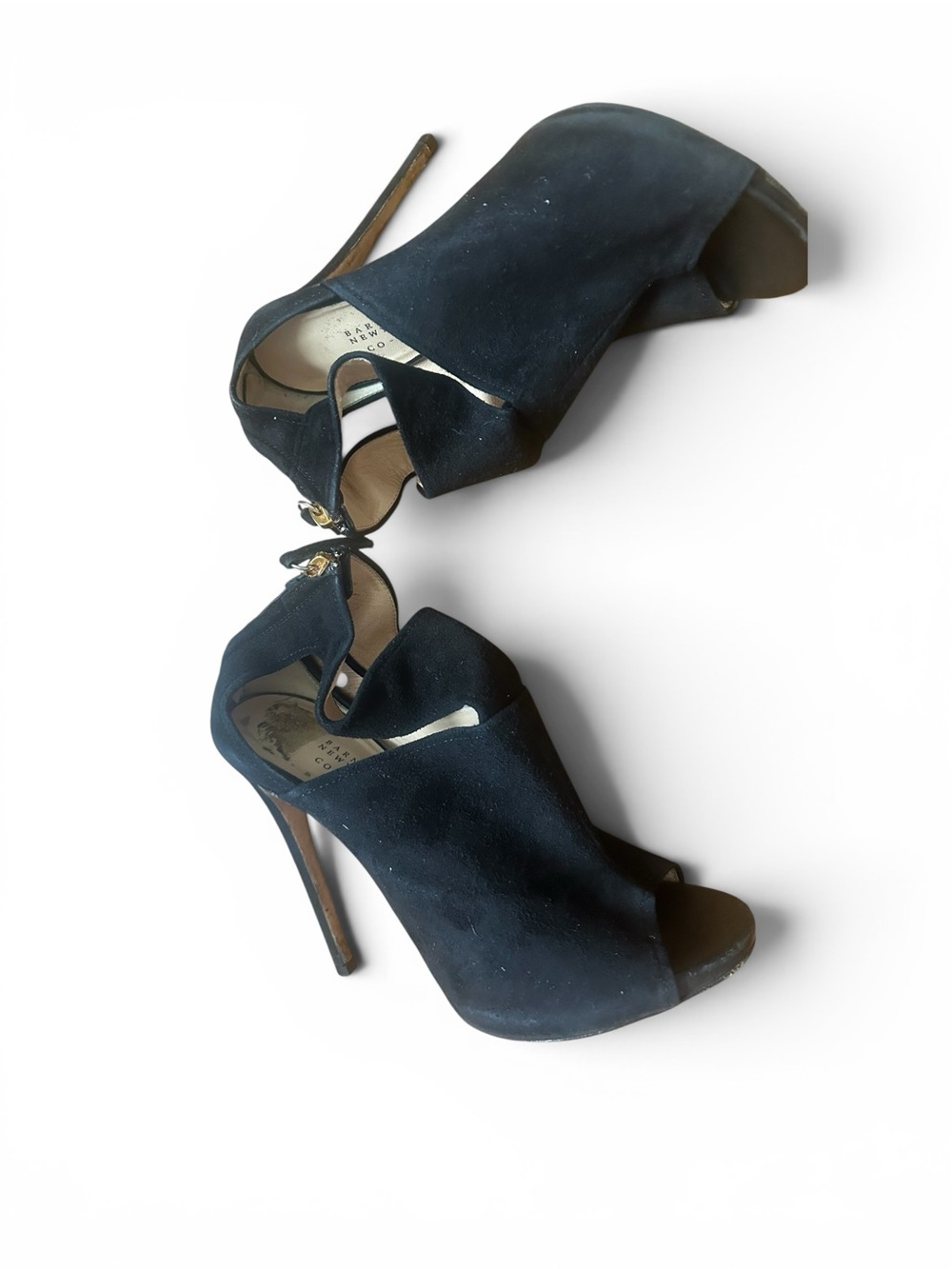 Barney’s New York Co-Op Black Suede Peep-Toe Stiletto Heels 36.5